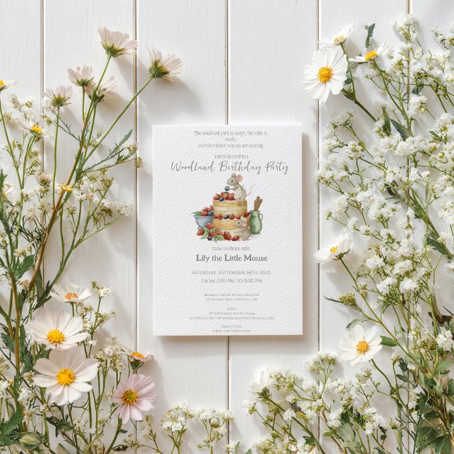 Little Mouse with Birthday cake Birthday  Invitation (Creator Uploaded)