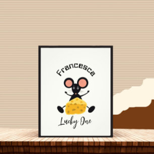 Little mouse with cheese photo print