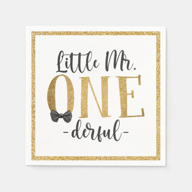 Little Mr. One Derful 1st Birthday  Napkins (Front)