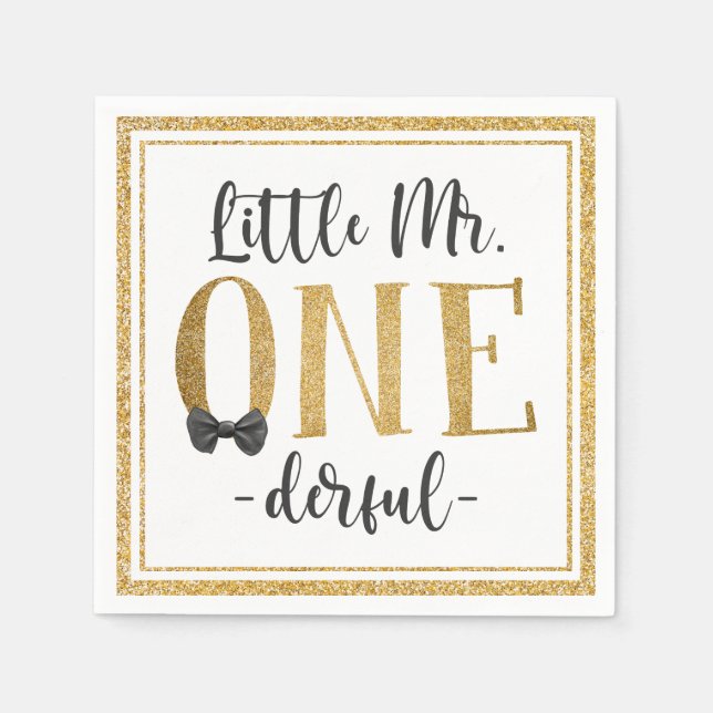 Little Mr. One Derful 1st Birthday  Napkins (Front)