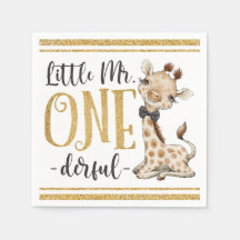 Little Mr. One Derful Cute Giraffe 1st Birthday Na