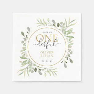 Little Mr ONEderful Elegant Boy First Birthday Napkin