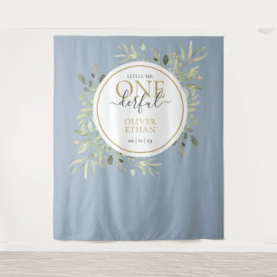 Little Mr ONEderful First Birthday Blue Photo Prop Tapestry