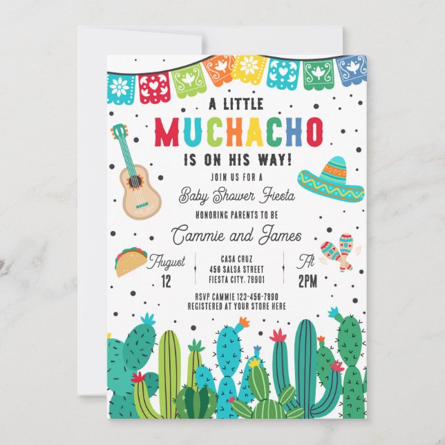 Little Muchacho On The Way Boy Fiesta Baby Shower Invitation (Front)