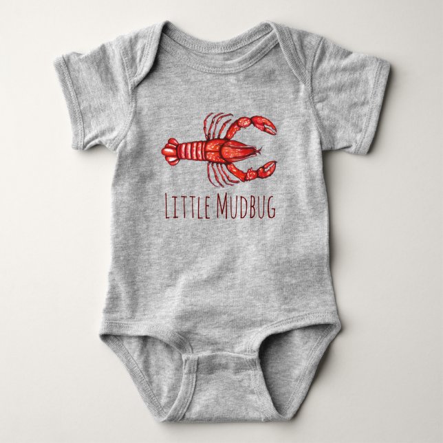 Little Mudbug Cajun Crawfish Baby Bodysuit (Front)