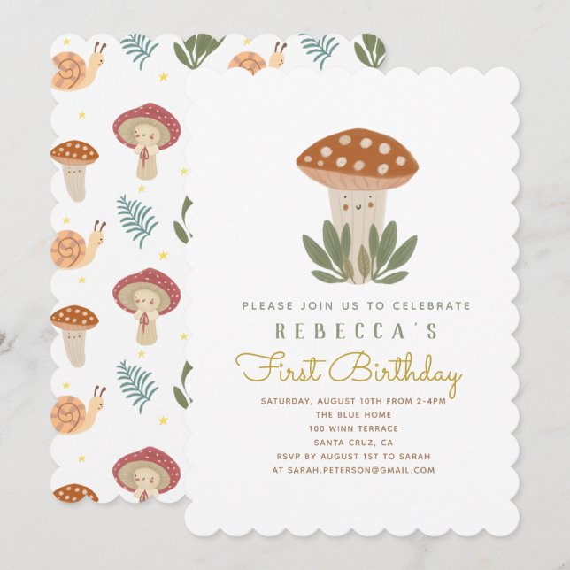 Little mushroom Baby Shower Invitation (Front/Back)