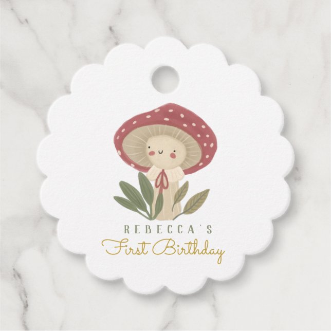 Little mushroom Birthday  Gift Tags (Front)