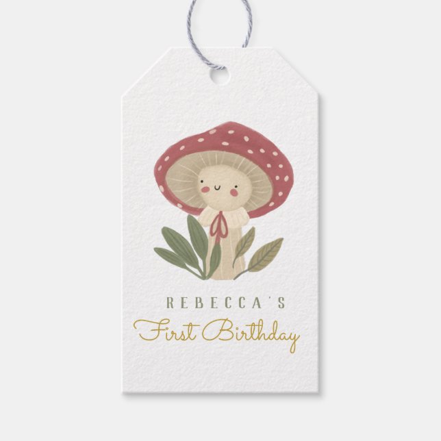 Little mushroom Birthday  Gift Tags (Front)