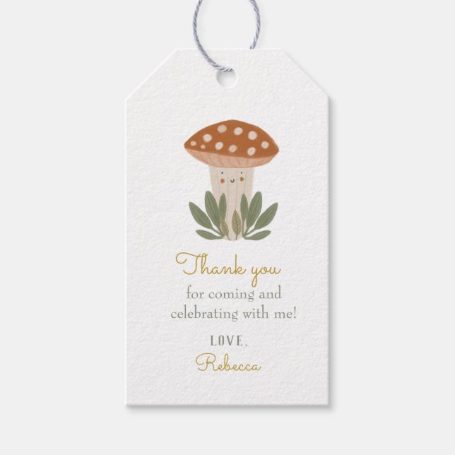 Little mushroom Birthday  Gift Tags (Front)
