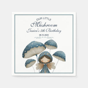 Little Mushroom Blue Fairy Kids Birthday Party Napkin