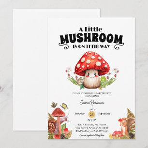 little mushroom butterfly moth  baby shower invitation