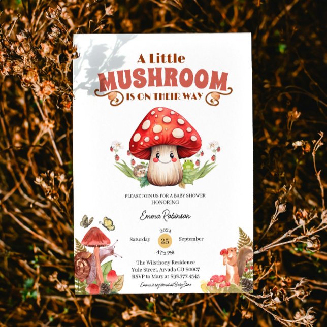 little mushroom butterfly moth custom baby shower invitation (mushroom baby shower baby shower invitations)