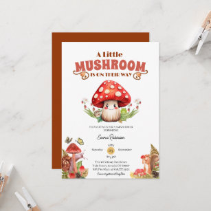 little mushroom butterfly moth custom baby shower invitation