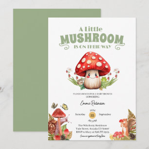 little Mushroom butterfly Snail Forest baby shower Invitation
