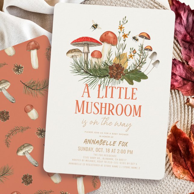 Little Mushroom Fall Autumn Baby Shower Invitation (Creator Uploaded)