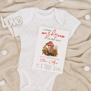  Little Mushroom Fall Minimalist Retro Baby Shower Invitation