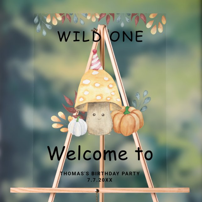 Little Mushroom first Birthday Party  Acrylic Sign (Neutral)