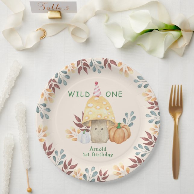 Little Mushroom first Birthday Party  Paper Plate (Wedding)