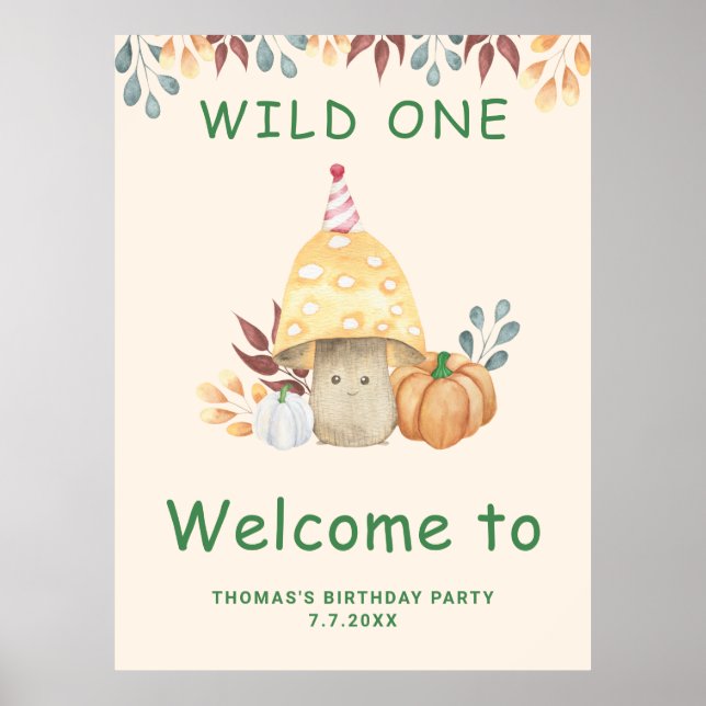 Little Mushroom first Birthday Party  Poster (Front)
