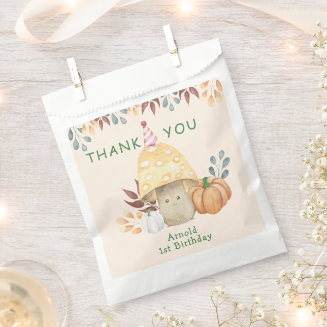 Little Mushroom first Birthday THANK YOU Favour Bags (Clipped)