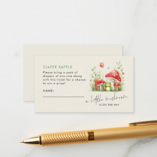 Little Mushroom Frog Diaper Raffle Baby Shower  Enclosure Card