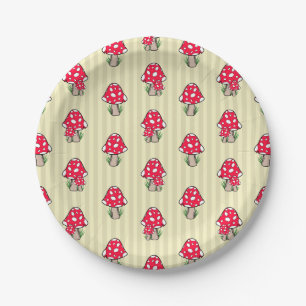 Little Mushroom Illustration Paper Plate