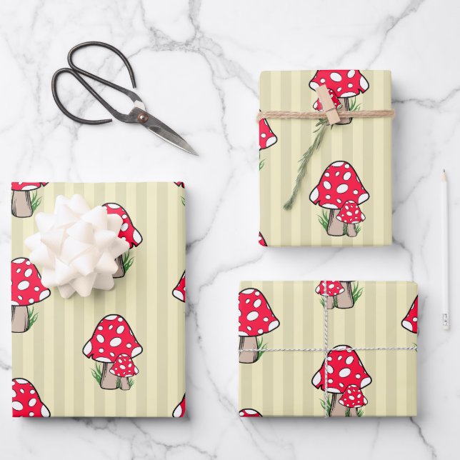Little Mushroom Illustration Wrapping Paper Sheet (Front)