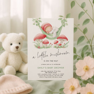 LIttle Mushroom is on Way Woodland Baby Shower  Invitation