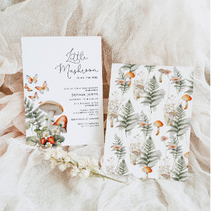 Little mushroom minimal baby shower invitation