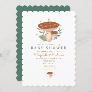 Little mushroom Watercolor Baby Shower Invitation