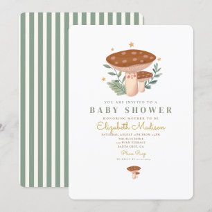 Little mushroom Watercolor Baby Shower Invitation