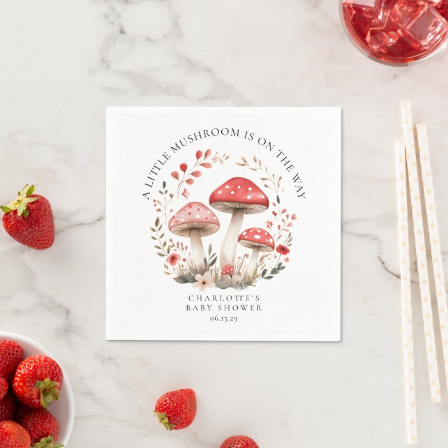 Little Mushroom Wildflowers Baby Shower  Napkin (Insitu)