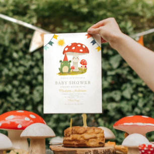 Little Mushroom with Frog Woodland Baby Shower Invitation