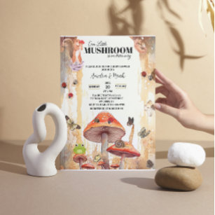  little mushrooms rustic whimsical baby shower invitation