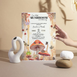  little mushrooms rustic whimsical baby shower invitation