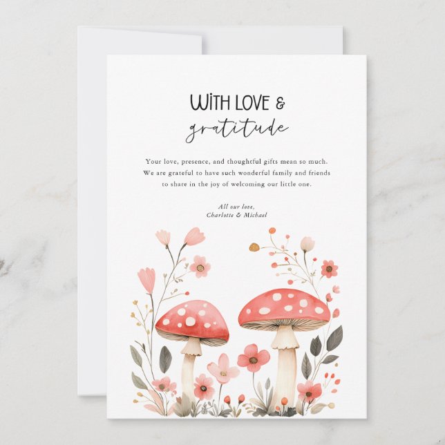 Little Mushrooms Wildflower Baby Shower Thank You  Invitation (Front)