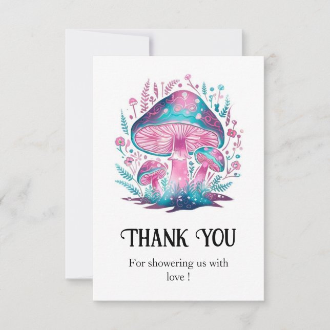 Little Mystical Mushroom Baby Shower Thank You Card (Front)