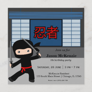 Little ninja birthday theme invitation