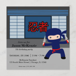 Little ninja birthday theme invitation