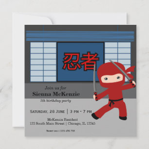 Little ninja birthday theme invitation
