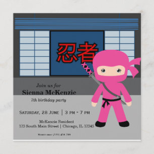 Little ninja birthday theme invitation