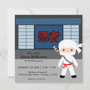 Little ninja birthday theme invitation