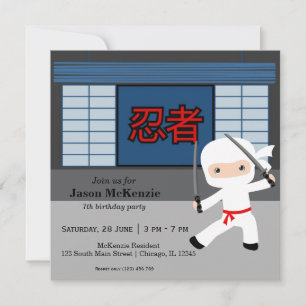 Little ninja birthday theme invitation