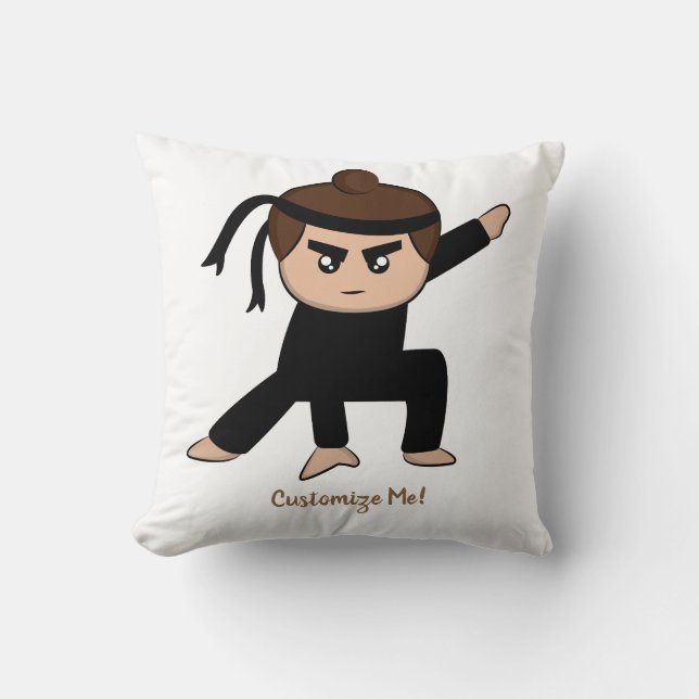 Little Ninja Boy Cute Child Personalised Cushion (Front)