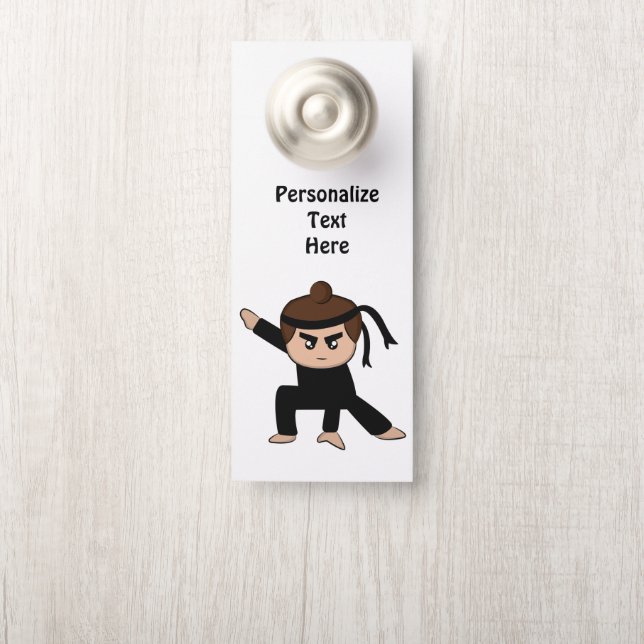 Little Ninja Dude Boys Room Personalised Door Hanger (On Knob)