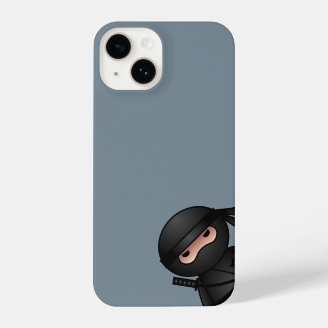 Little Ninja Peeking on Grey iPhone Case (Back)