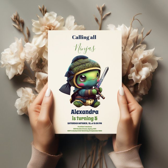 Little Ninja Turtle Kids Birthday Invitation (Creator Uploaded)