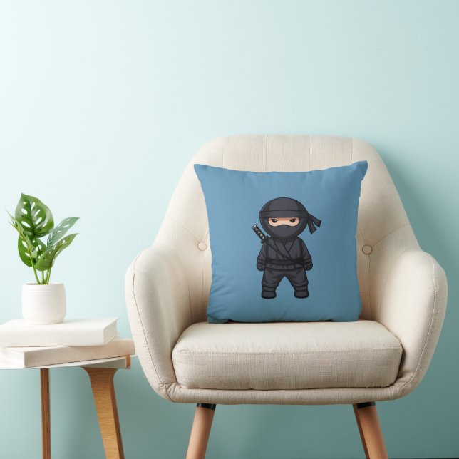 Little Ninja Warrior on Blue Cushion (Chair)