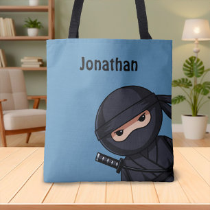 Little Ninja Warrior on Blue Tote Bag