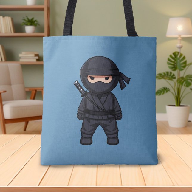 Little Ninja Warrior on Blue Tote Bag (Creator Uploaded)